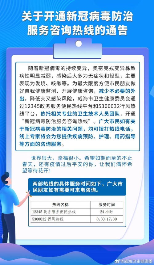 威海開(kāi)通新冠病毒防治服務(wù)咨詢熱線，提供便捷信息咨詢服務(wù)